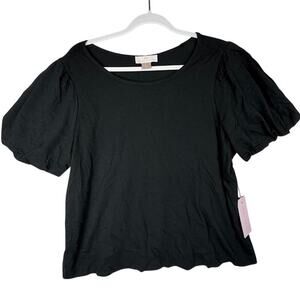 Rachel Parcell Black Puff Short Sleeve Blouse Top XL NWT Nordstrom $49 MSRP